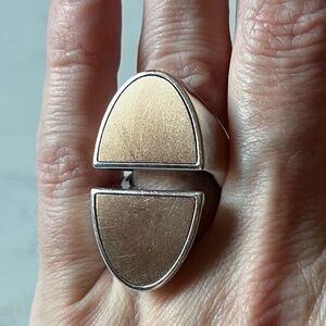 HERMES Chaine d’Ancre Initiale Ring Silver 18K Rose Gold XLarge Sz 51 (US 5.5)